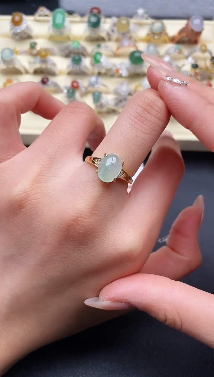 【闪购商品】翡翠戒指银S925镶嵌3333333+3