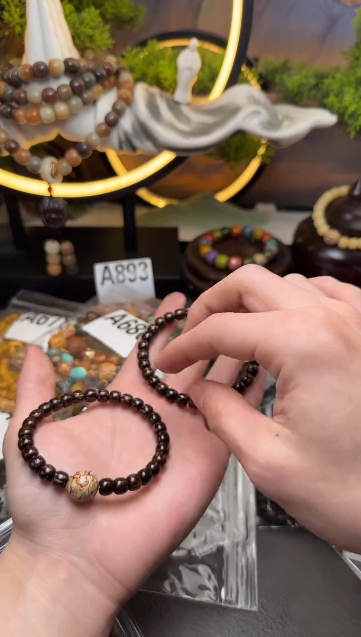 【闪购商品】库克手串A882 库克黑金香槟色大漆