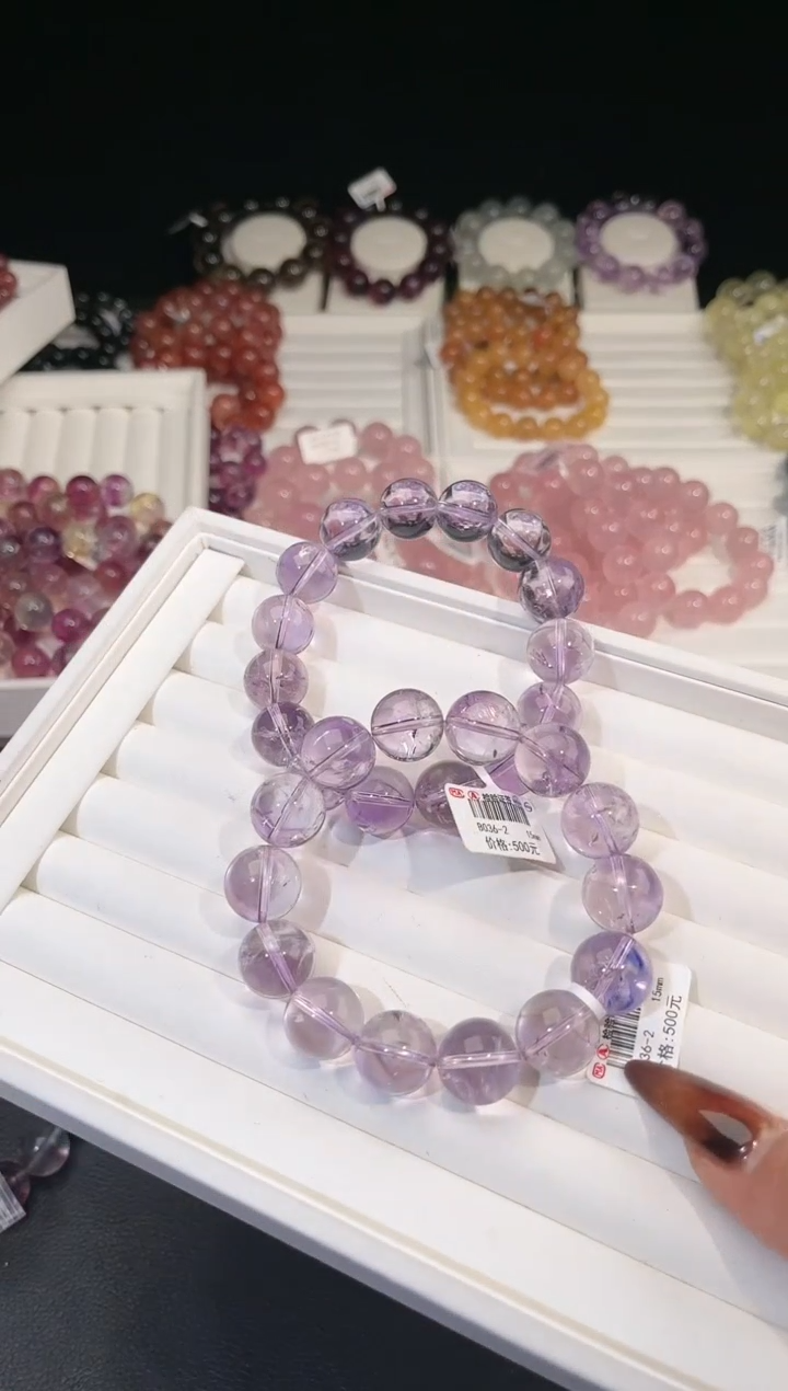 【闪购商品】水晶手链未镶嵌多样性发一紫水15mm