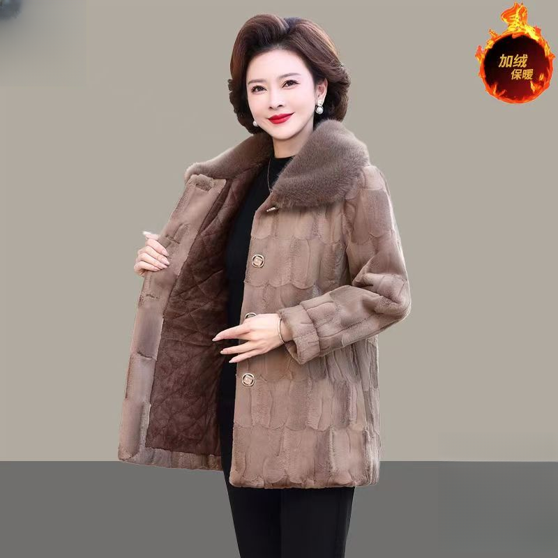 12017-妈妈新款冬装外套加厚中长款中老年人上衣服保暖【康燕】