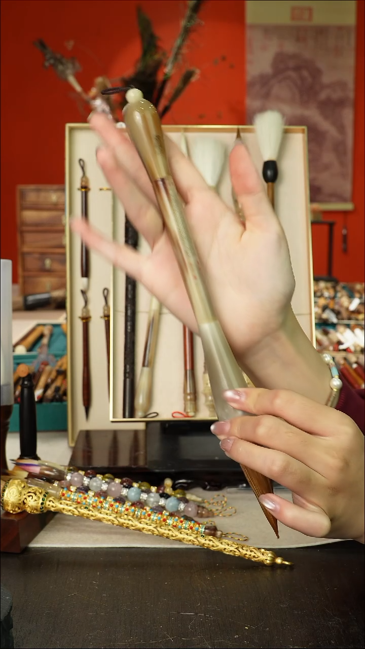 418号闪孤品高货毛笔链接 清水试笔 蘸墨不退