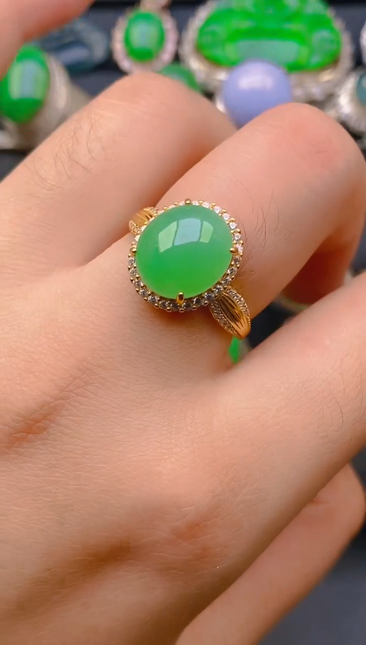 【闪购商品】翡翠戒指银S925镶嵌天然A货翡翠1
