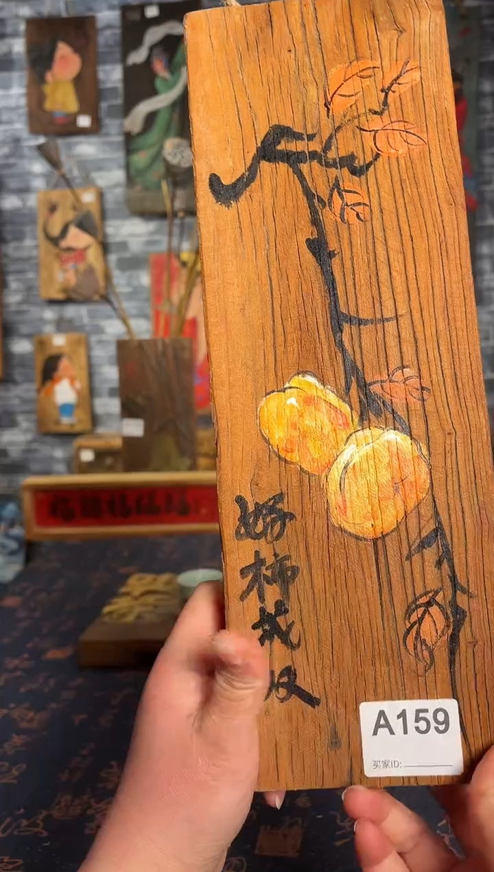 风化老门板丙烯画