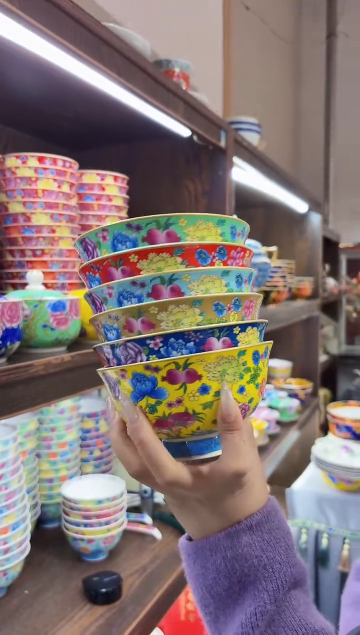 珐琅 5英寸饭碗6个景德镇餐具 