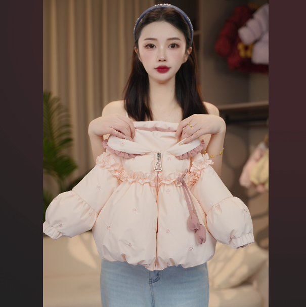 【ZH设计师款】白鸭绒女童儿童羽绒服刺绣时尚连帽保暖加厚韩版