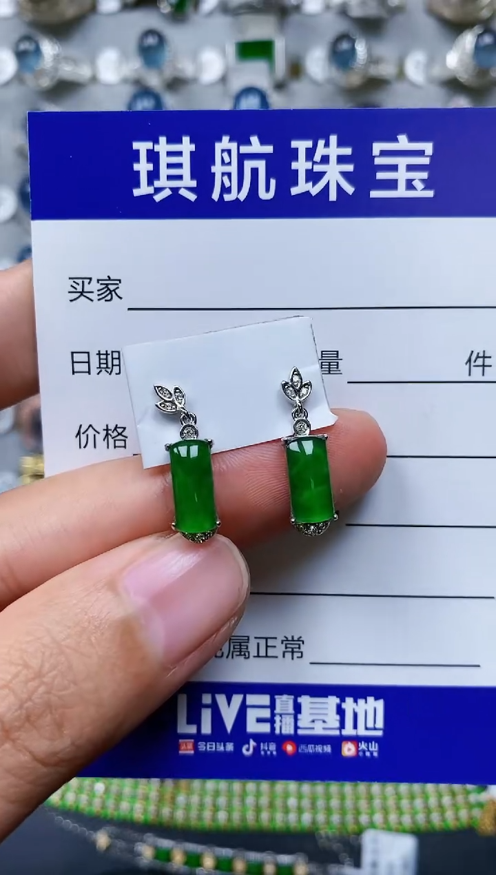 【闪购商品】翡翠耳饰银S925镶嵌0135