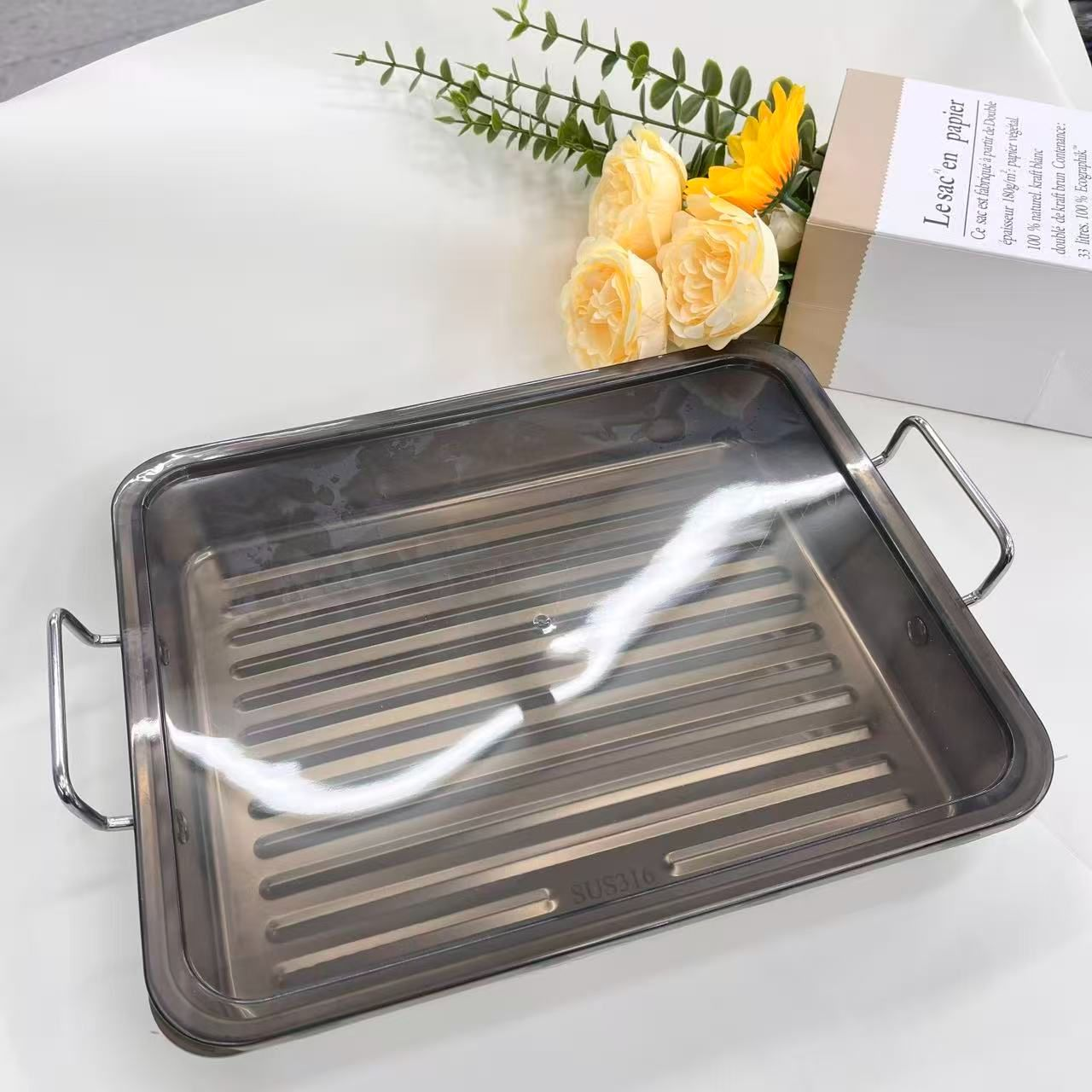 【25*30cm】加厚带高透灰盖不沾超大饺子盒1个【汤家限定】