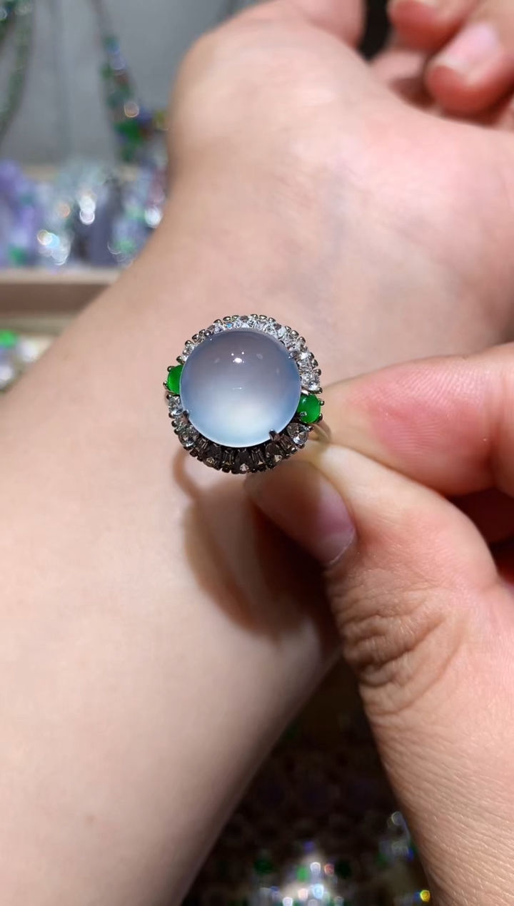 【闪购商品】翡翠耳饰银S925镶嵌戒指