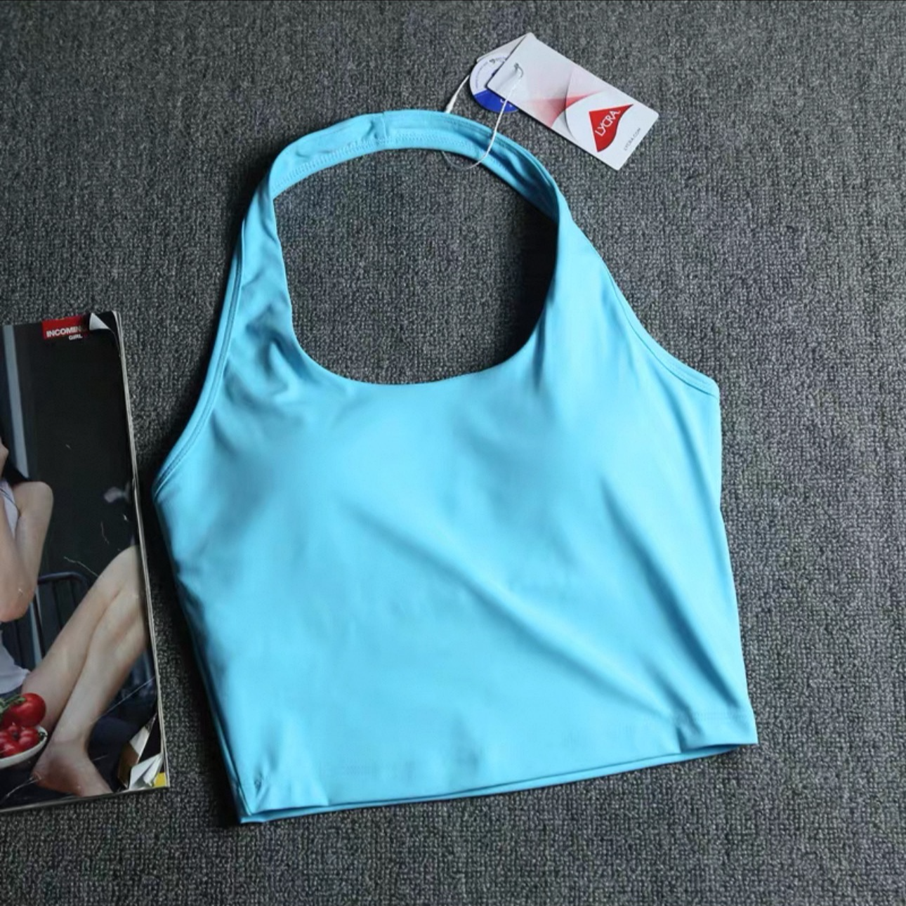 lu 挂脖运动内衣女防震聚拢美背吊带文胸健身服外穿运动上衣