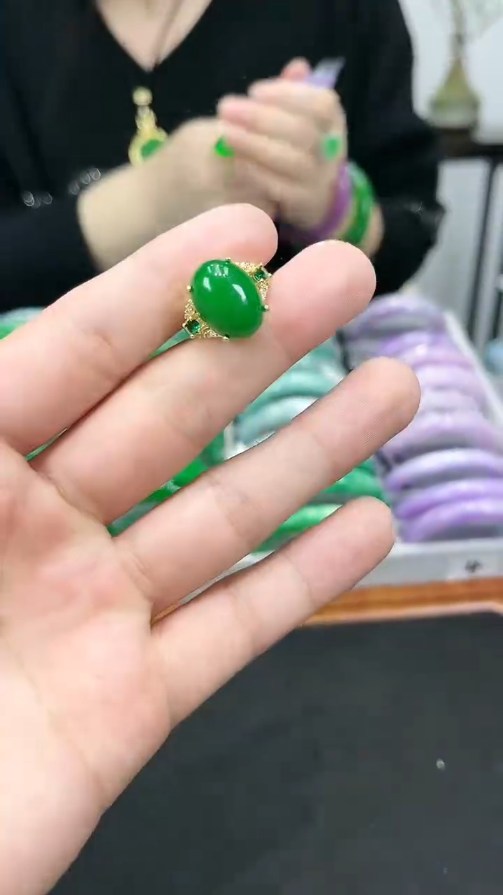 【闪购商品】翡翠戒指未镶嵌s18蛋面戒指