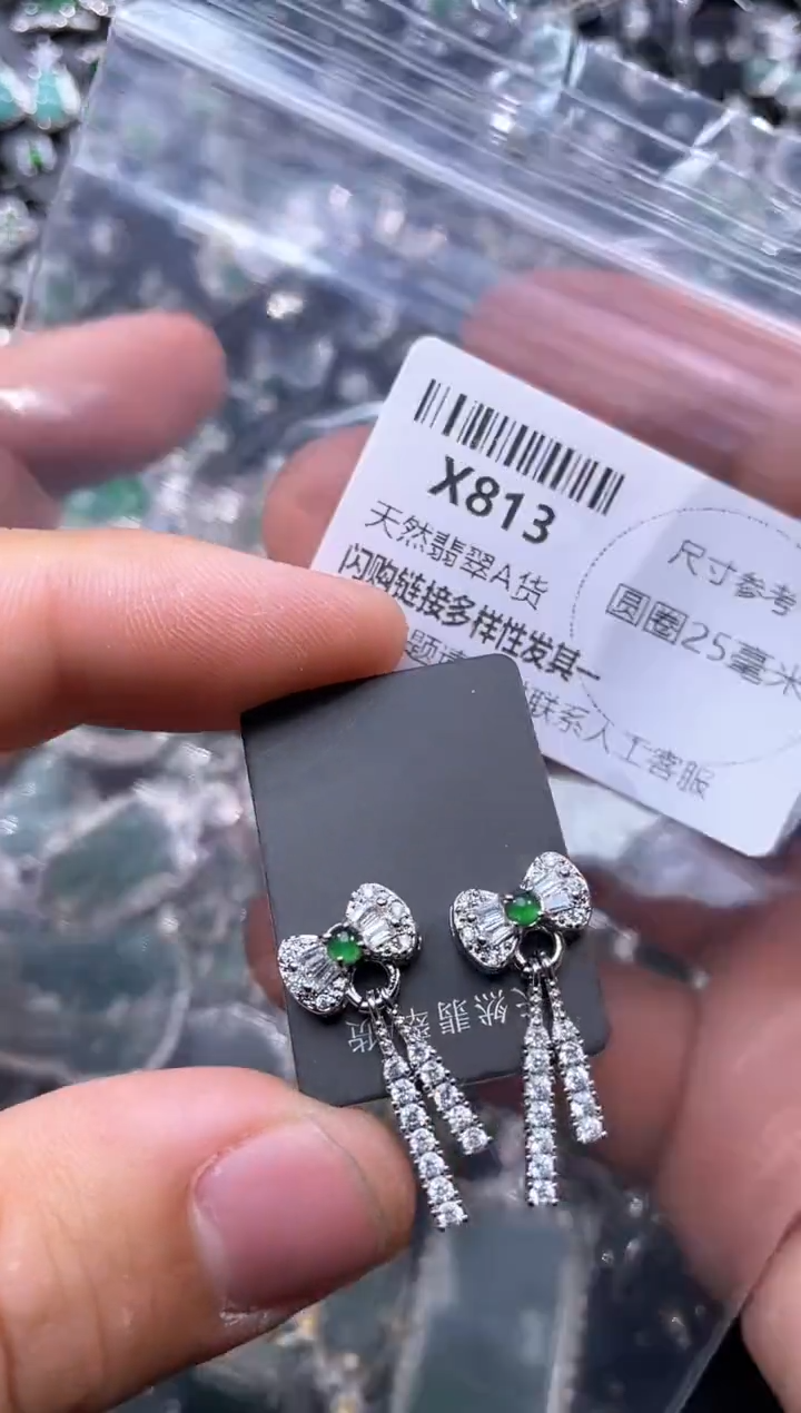 【闪购商品】翡翠颈饰未镶嵌X813耳钉