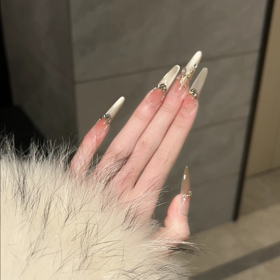 【鎏金蝴蝶】纯手工镜面猫眼纸醉金迷品质高定轻奢小众美甲穿戴甲