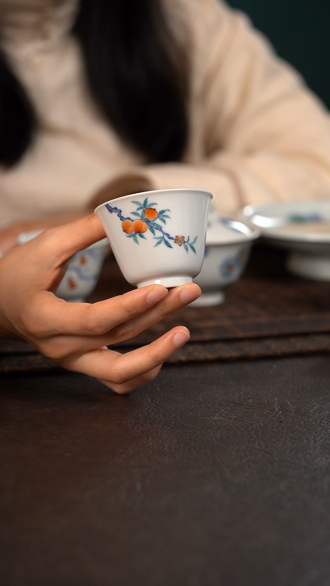 【闪购商品】杯云霞珍藏斗彩桃子闻香杯