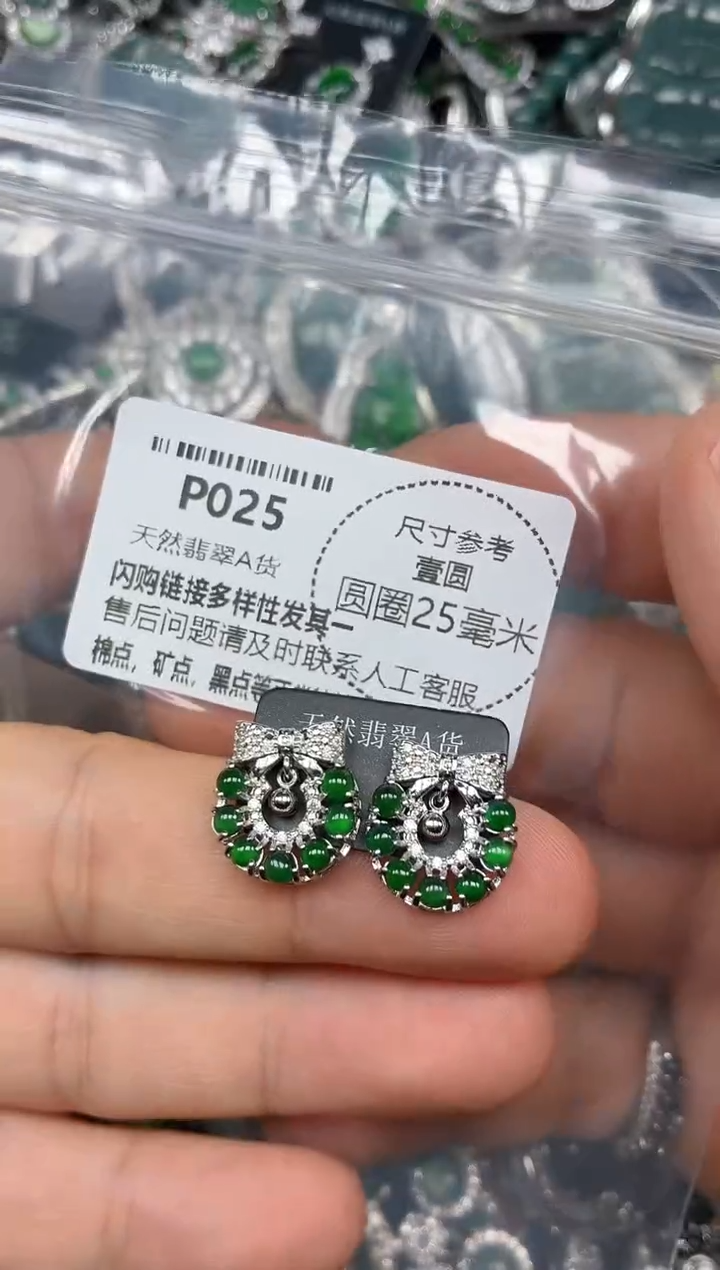 颈饰未镶嵌翡翠P025耳钉