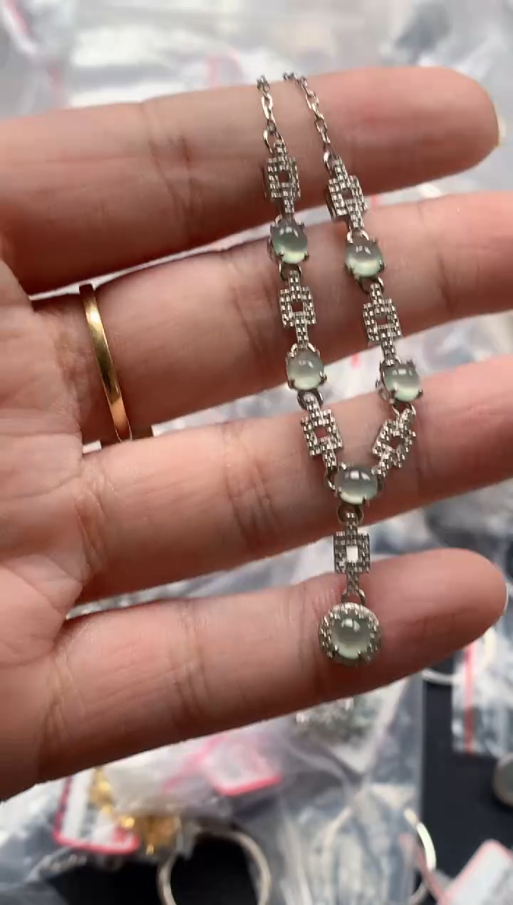 银S925镶嵌戒指翡翠天然A货缅甸翡翠