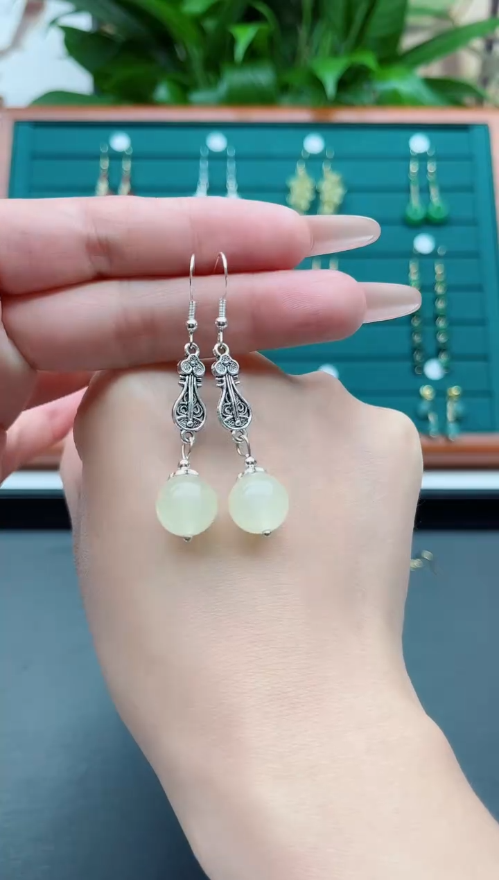 【闪购商品】玛瑙/玉髓耳饰银S925镶嵌8021