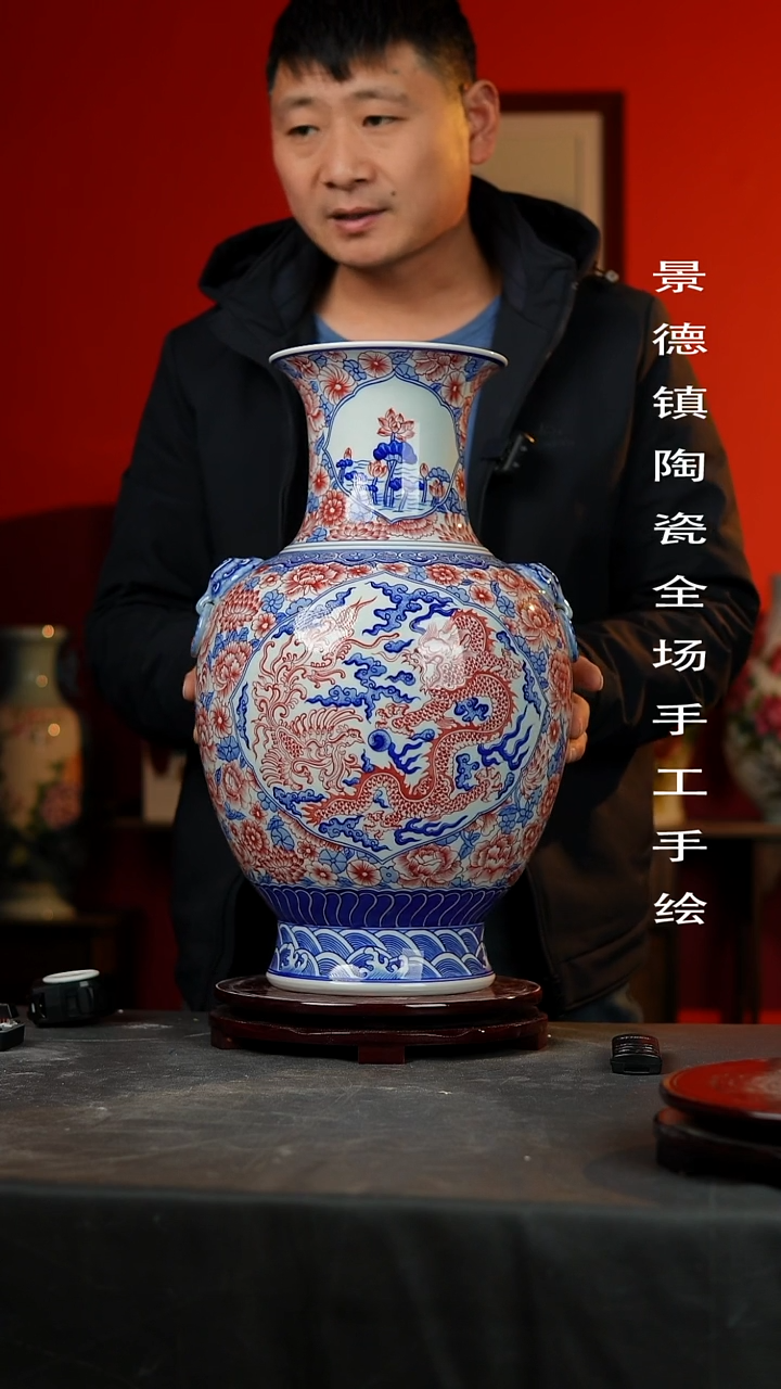 【闪购商品】摆件景德镇陶瓷花瓶手工手绘59