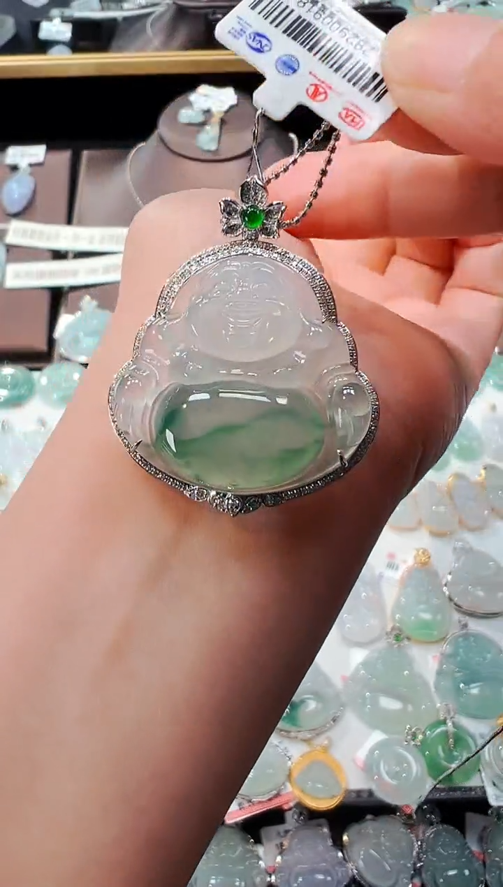 【闪购商品】翡翠吊坠(不含链)18K金镶嵌佛公吊坠918