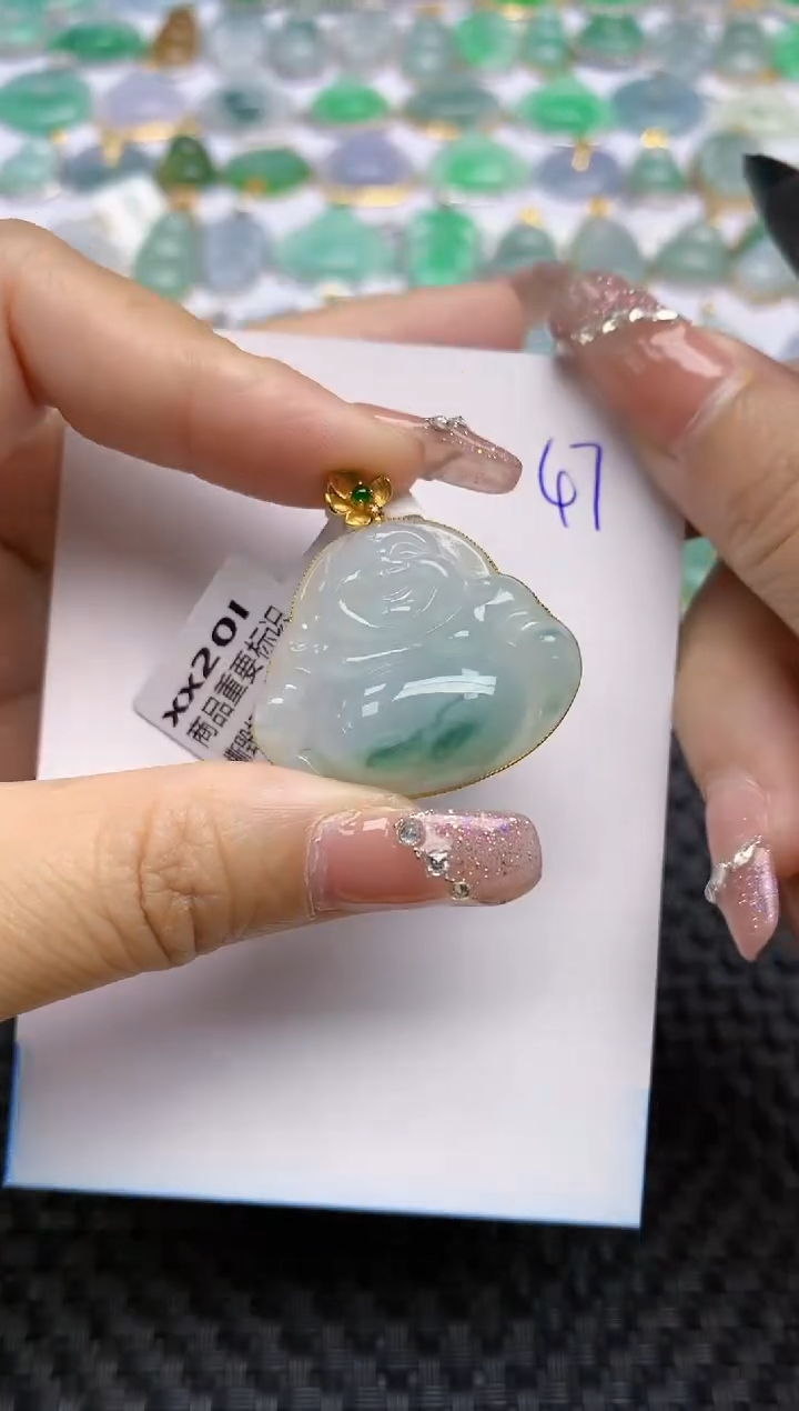 【闪购商品】翡翠颈饰18K金镶嵌天然A货翡翠 47