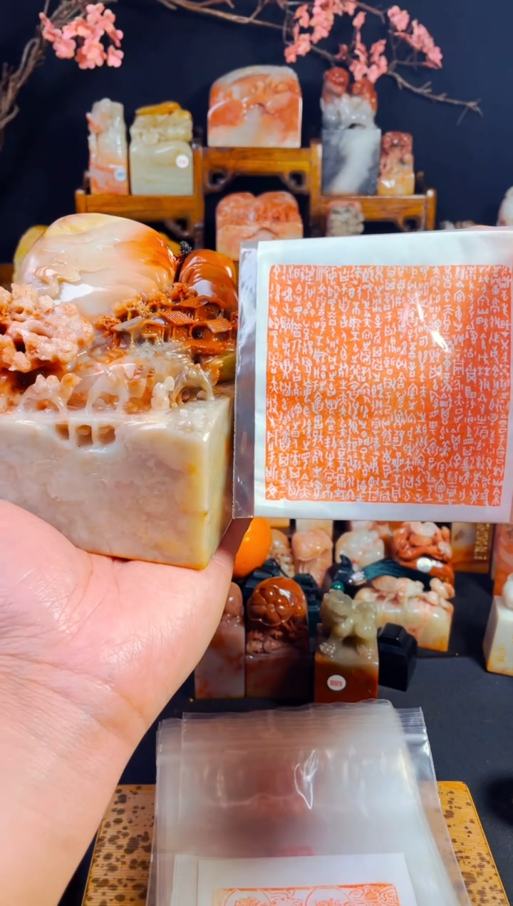 【闪购商品】老挝石印石手工篆刻《兰亭序》9.2*9.08*11