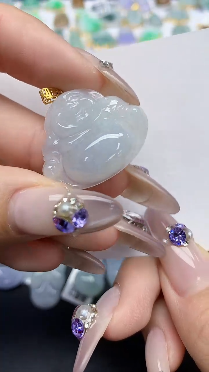 翡翠18K金镶嵌颈饰天然翡翠A货