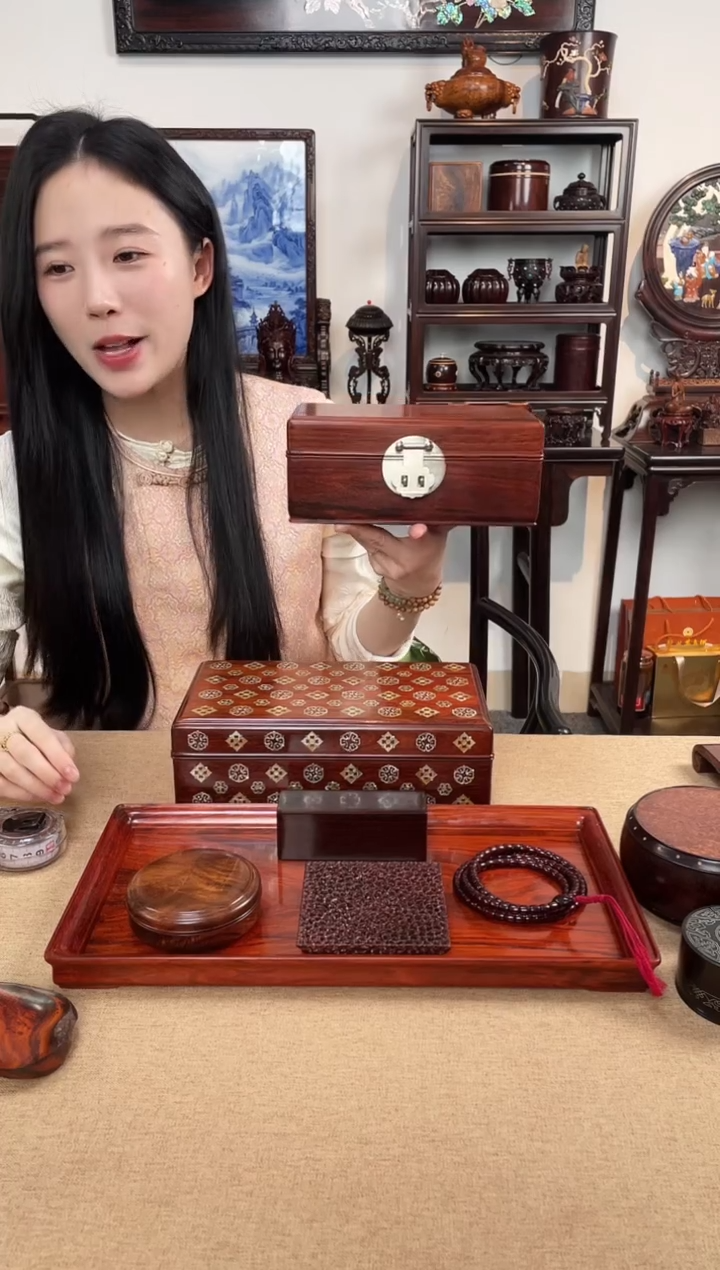 紫檀木类成套家具独板一木一器首饰盒