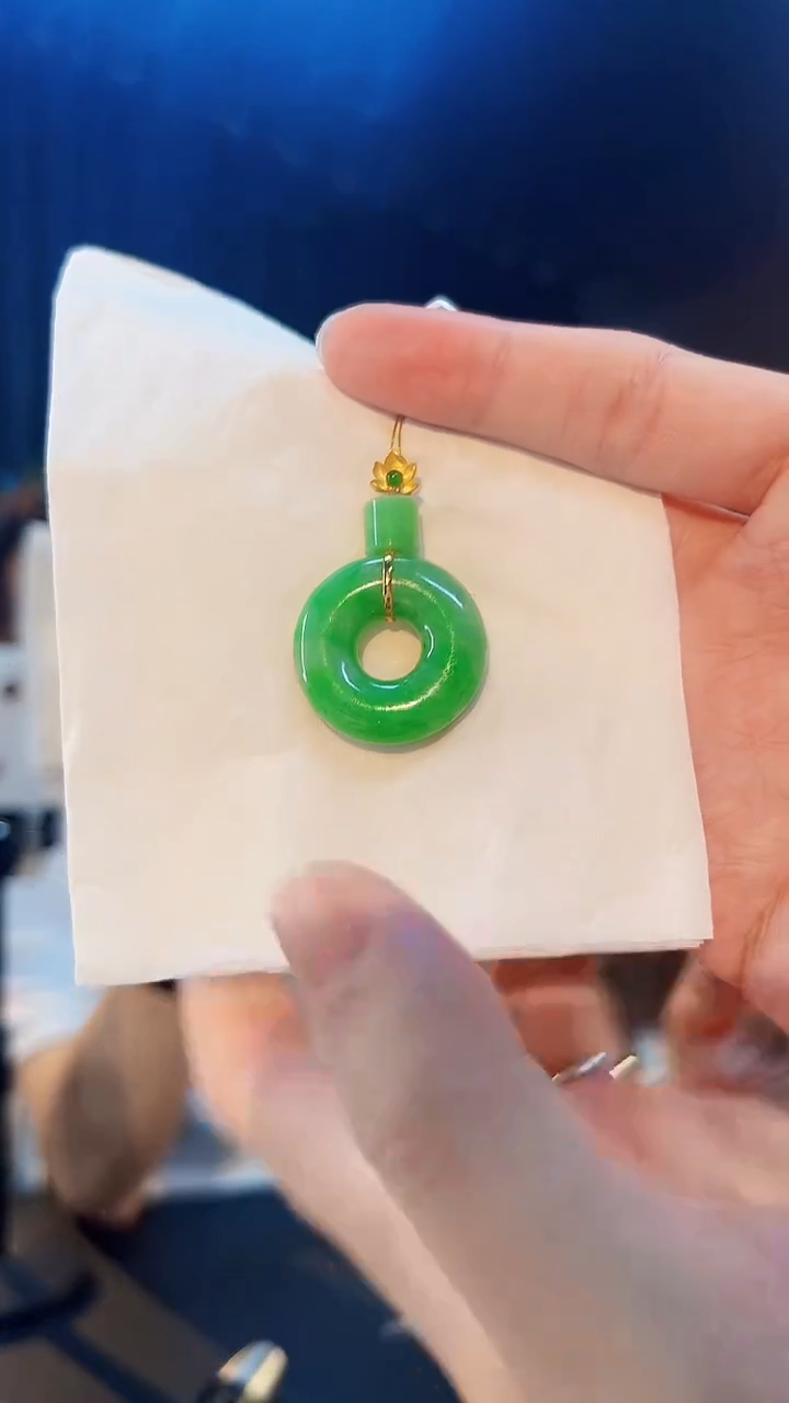 翡翠18K金镶嵌颈饰缅料A货/支持复检/一件