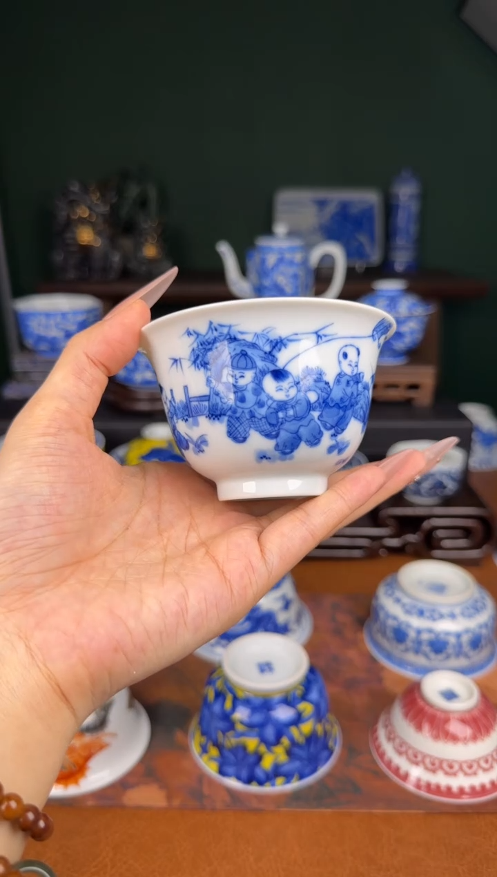 杯福利  五子登科 童子 撇口  杯。