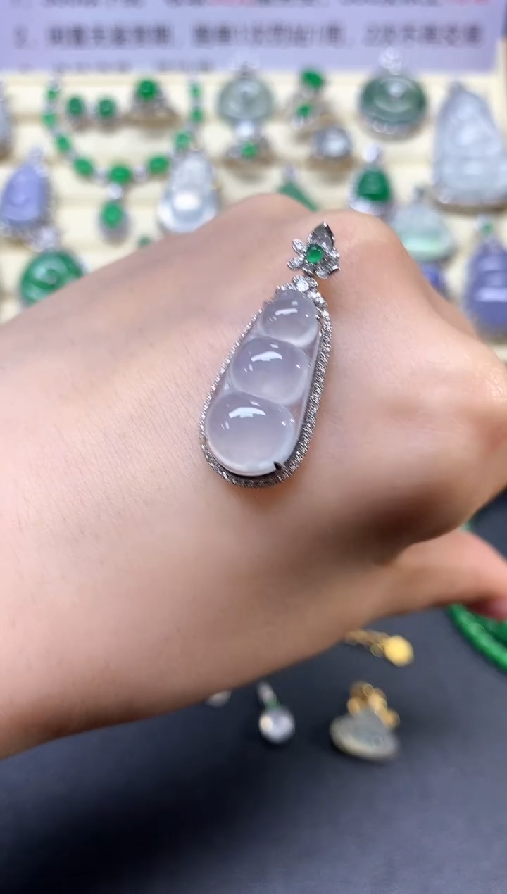 翡翠18K金镶嵌吊坠(不含链)吊坠|4500+450