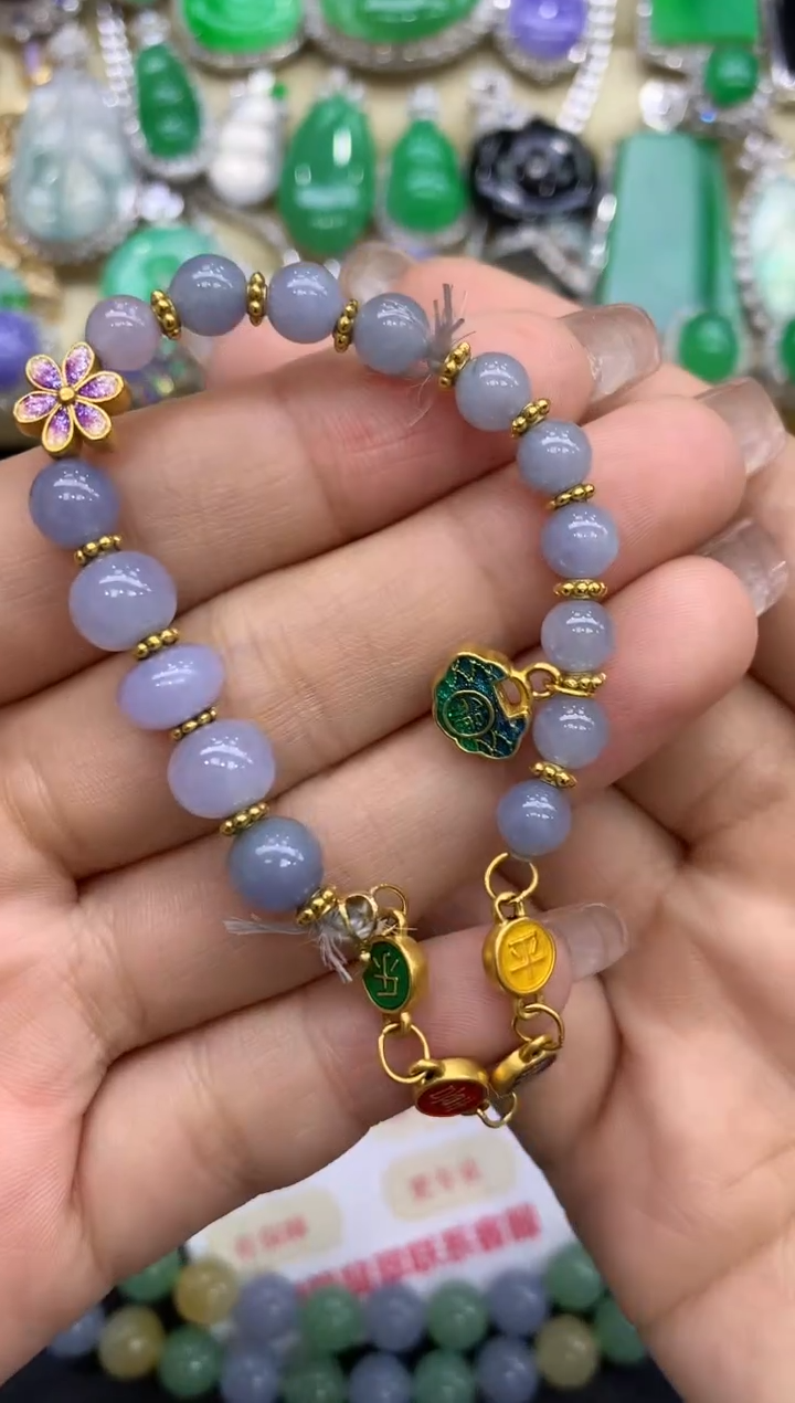 18K金镶嵌手链翡翠256-中国好珍宝