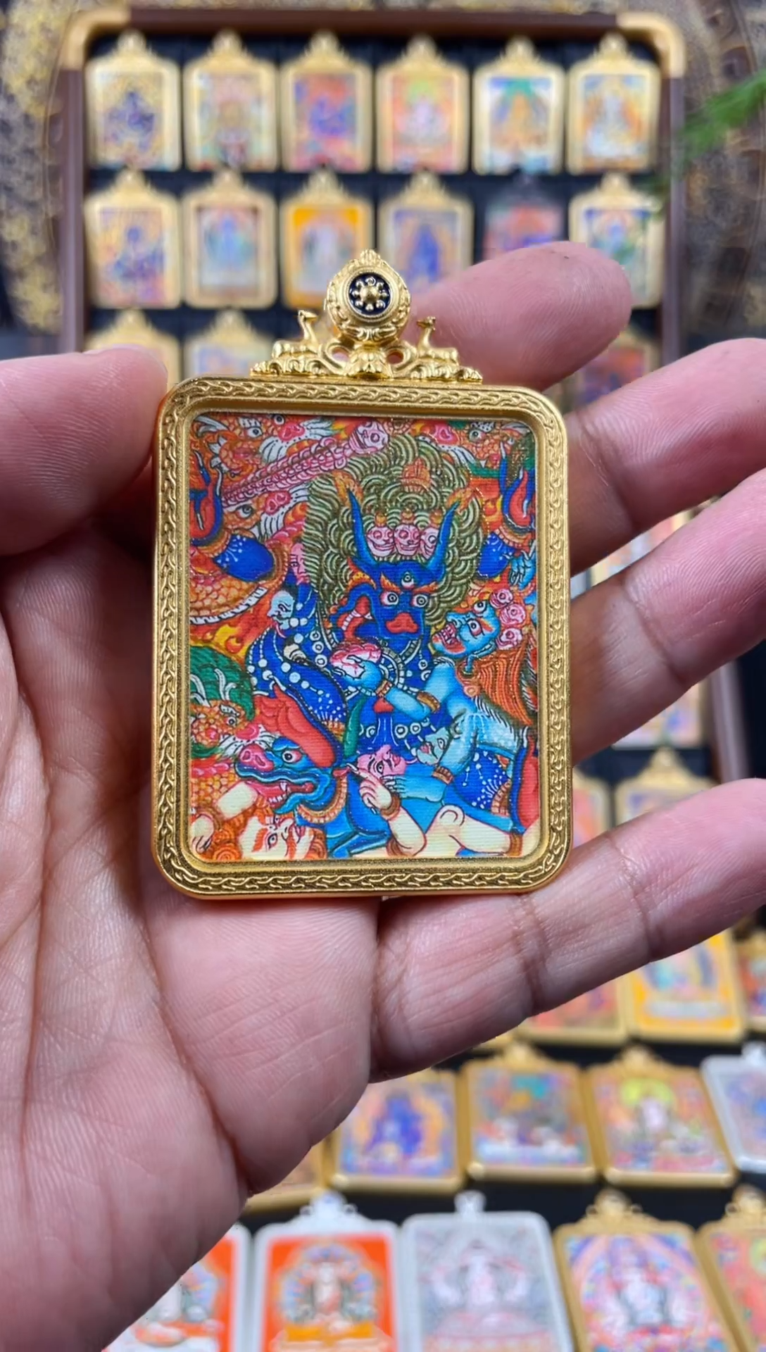 吊坠手绘唐卡《阎魔敌》