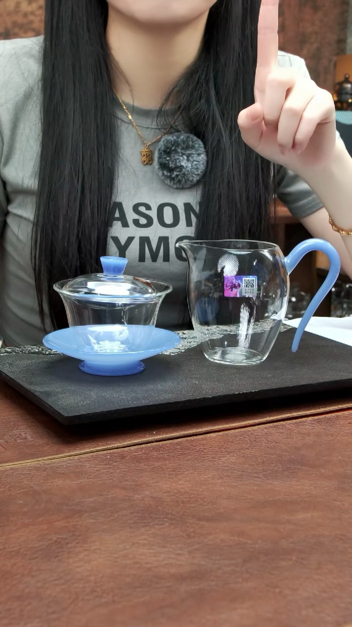 源荷盖碗+怡然茶海 雾蓝玉