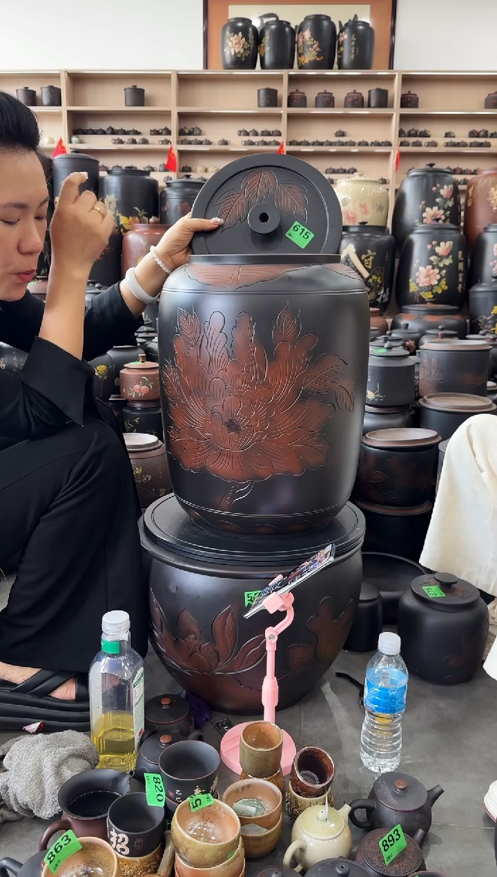 瑕疵水缸36升 牡丹花  615