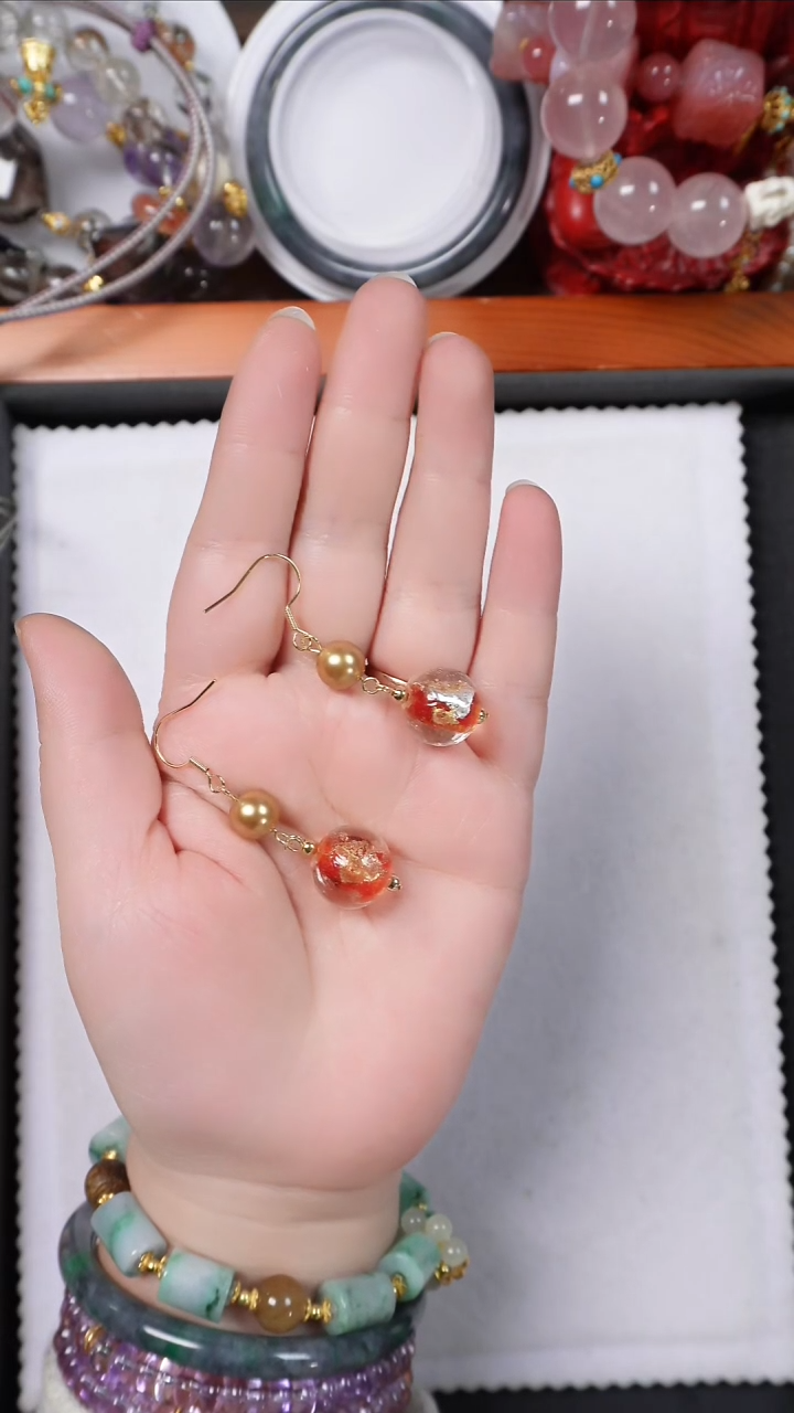 非金属琉璃925银琉璃耳环