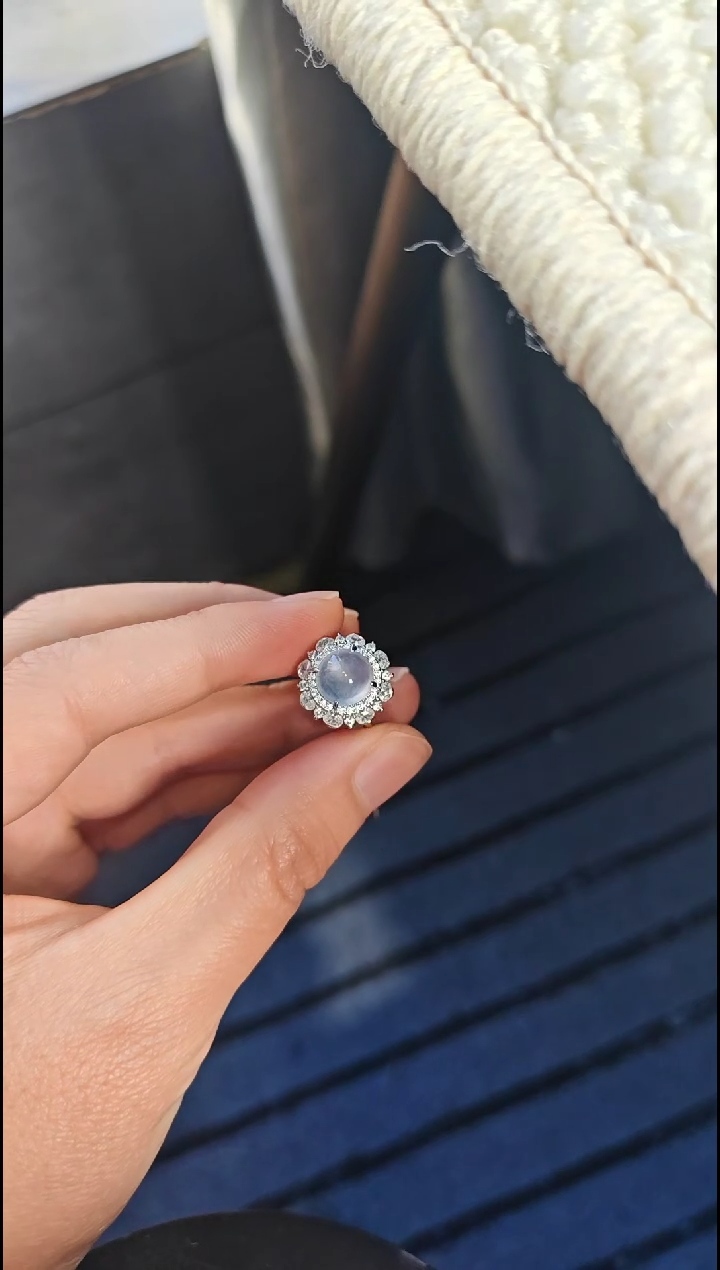 银S925镶嵌戒指翡翠翡翠戒指S925银镶嵌