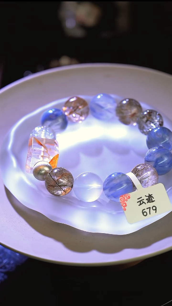 银S925镶嵌手串水晶自**光有银饰手串云迹