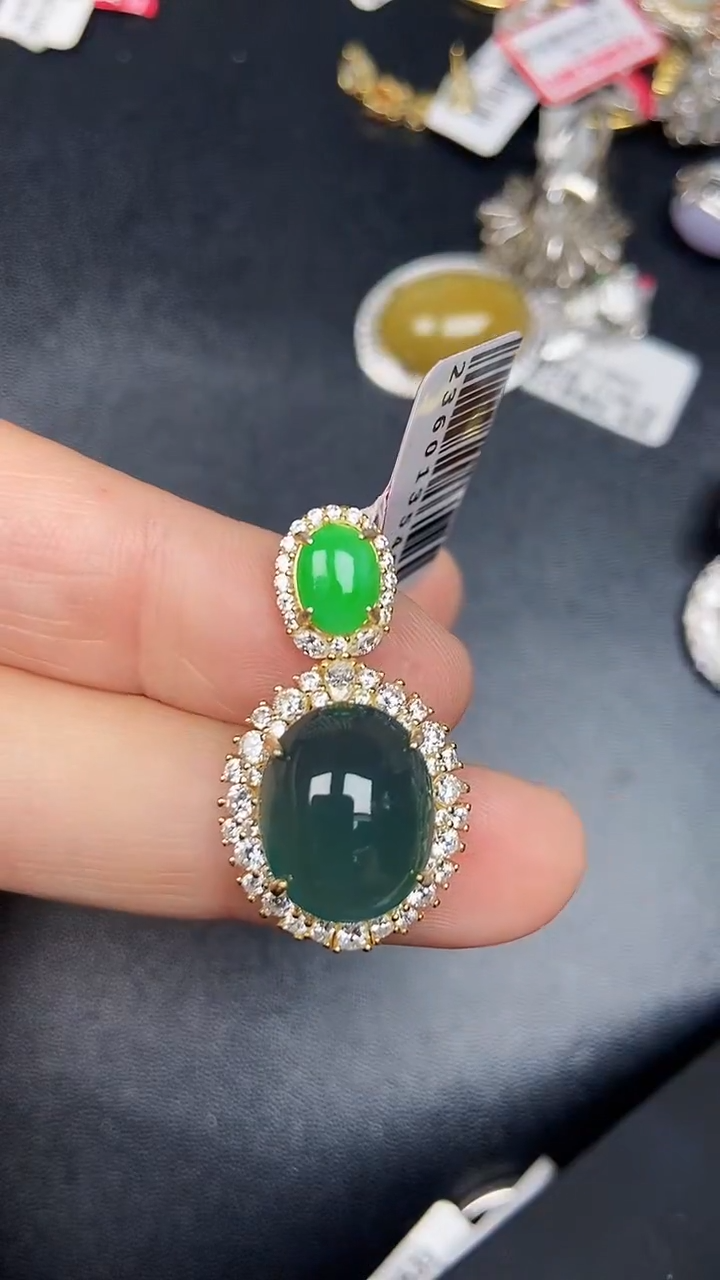 银S925镶嵌戒指翡翠2190