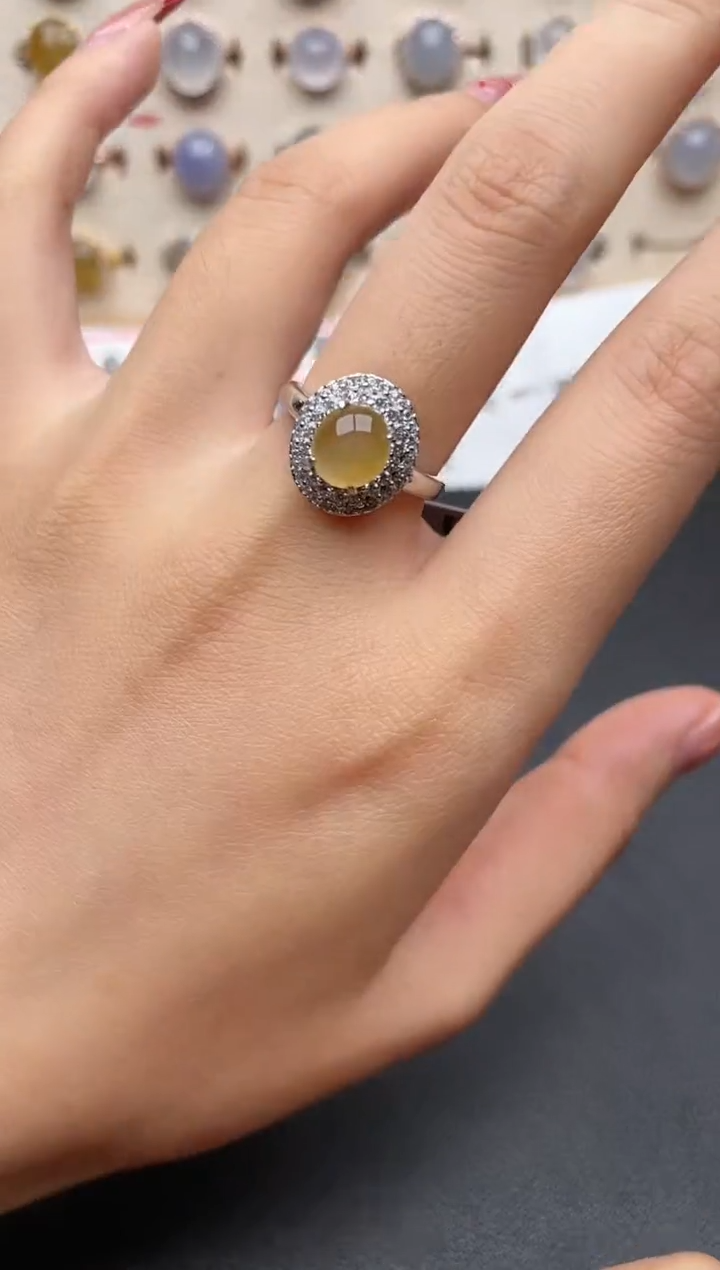 【闪购商品】翡翠戒指银S925镶嵌一物一证一礼盒