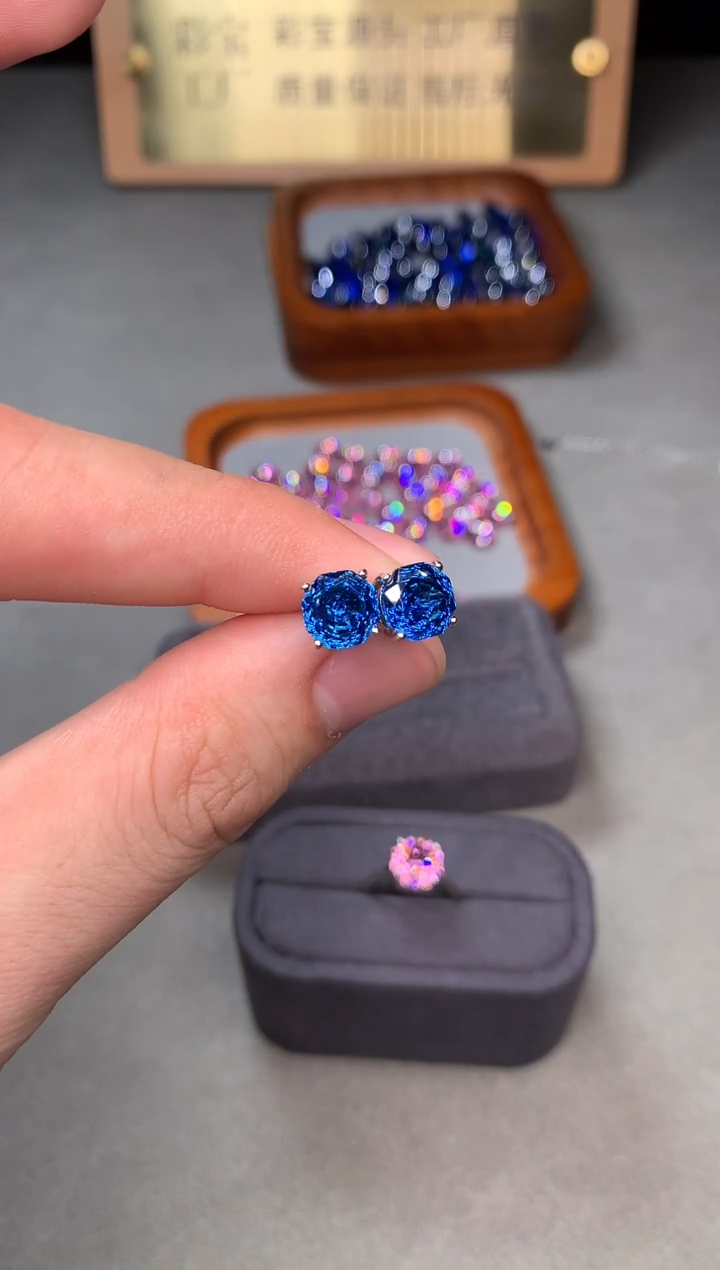 银S925镶嵌托帕石耳钉2222