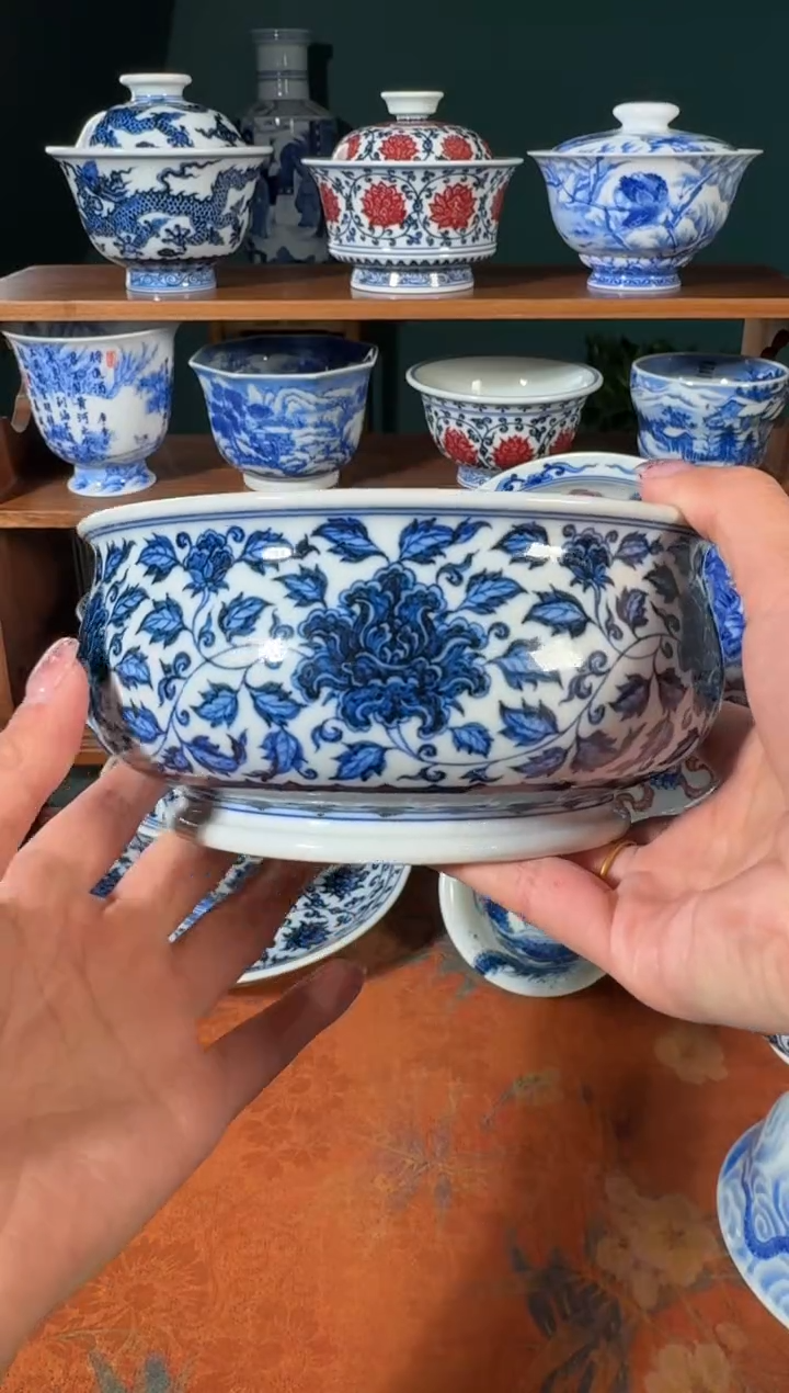 【闪购商品】杯刘建锋窑缠枝牡丹水洗