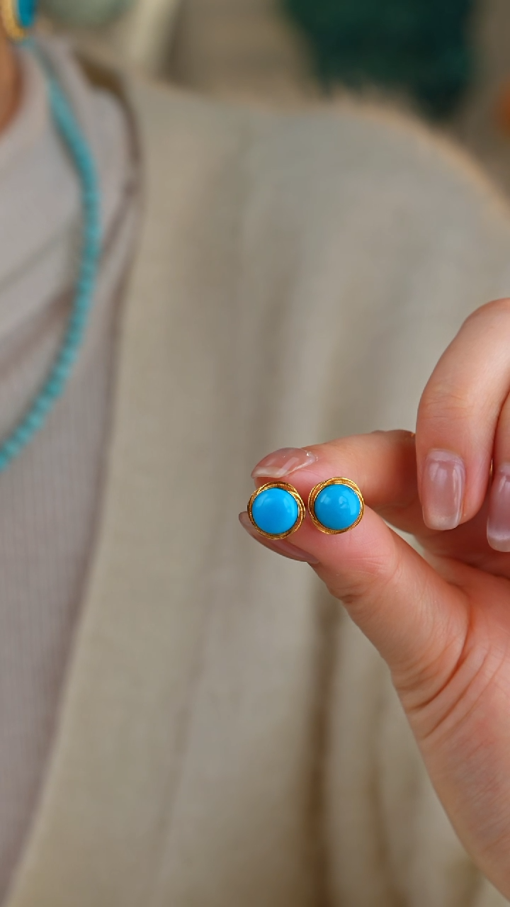 【闪购商品】绿松石耳饰18K金镶嵌多样性发货