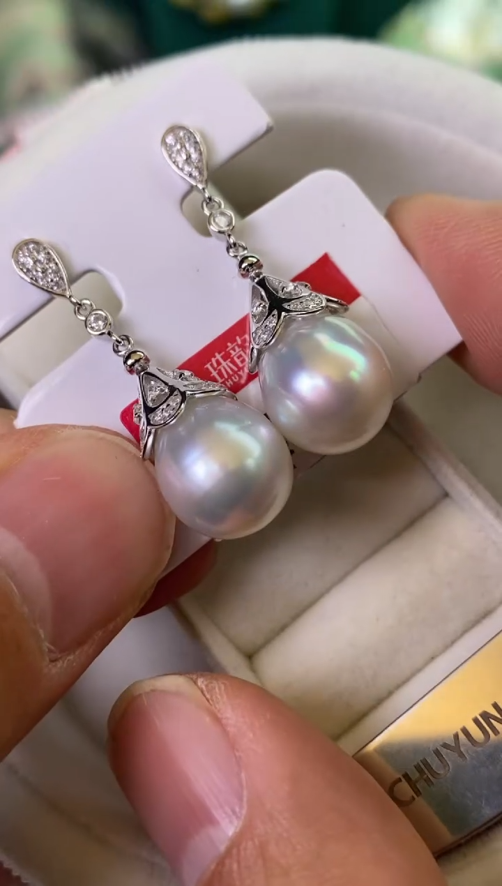 【闪购商品】海水珍珠耳饰银S925镶嵌11-12