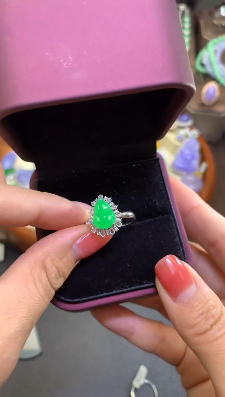 翡翠18K金镶嵌颈饰翡翠A货