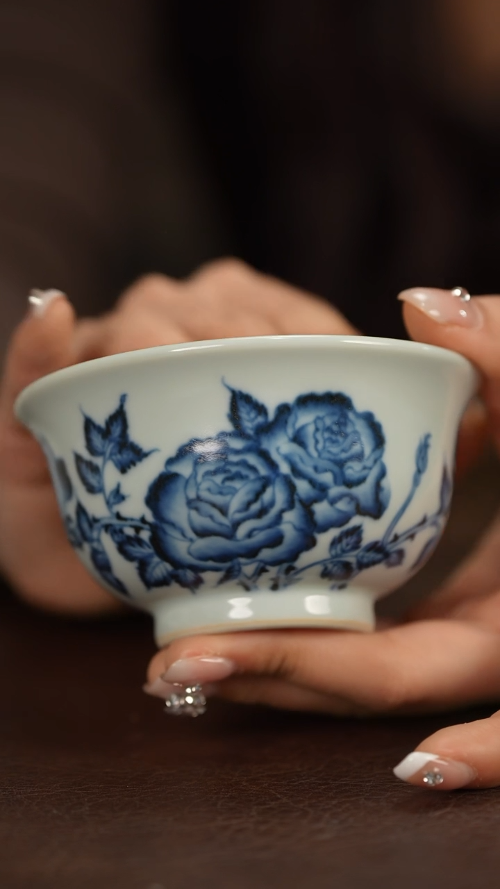 【闪购商品】行古堂牡丹纹压手杯