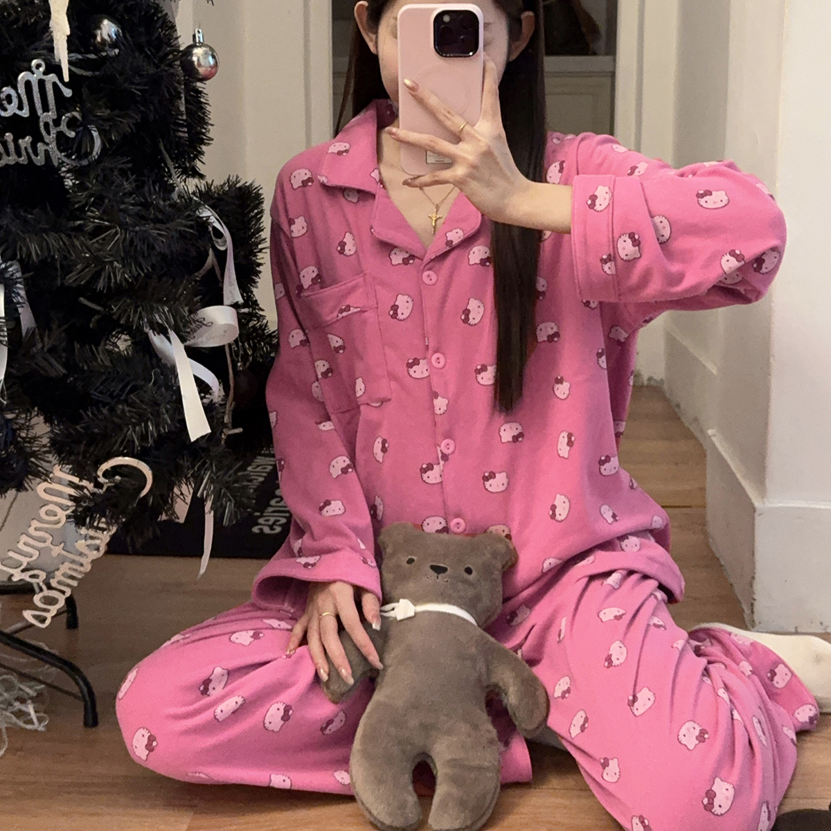 保暖德绒春秋季女士睡衣磨毛长袖2025新款卡通减龄家居服冬天套装