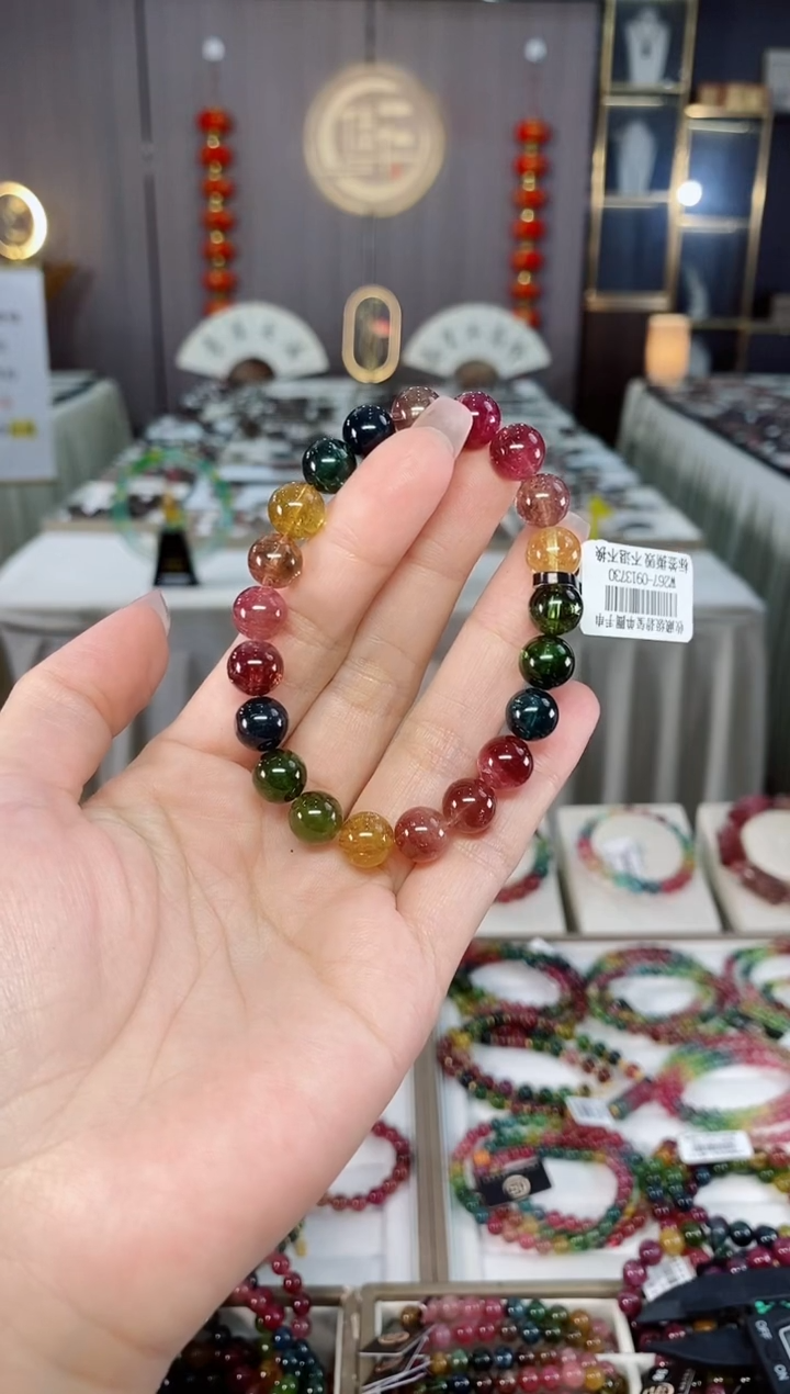 收藏级老矿碧玺单圈手串9mm+未镶嵌碧玺hon多样性发货一条