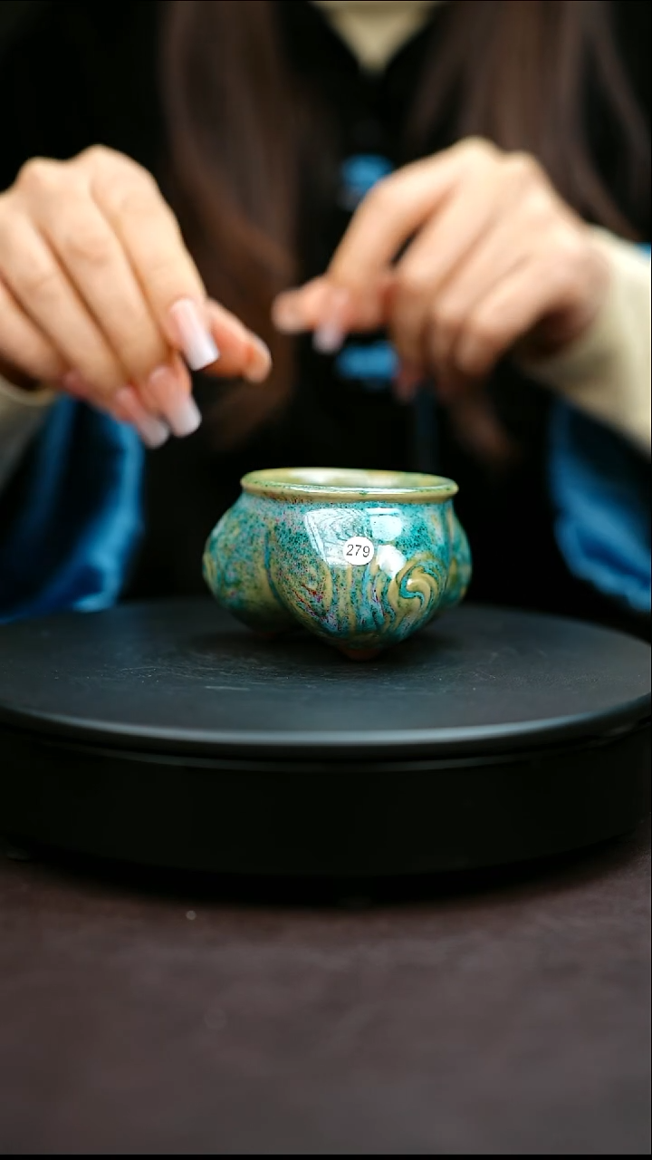 279#原矿钧瓷炉钧釉仰韶杯