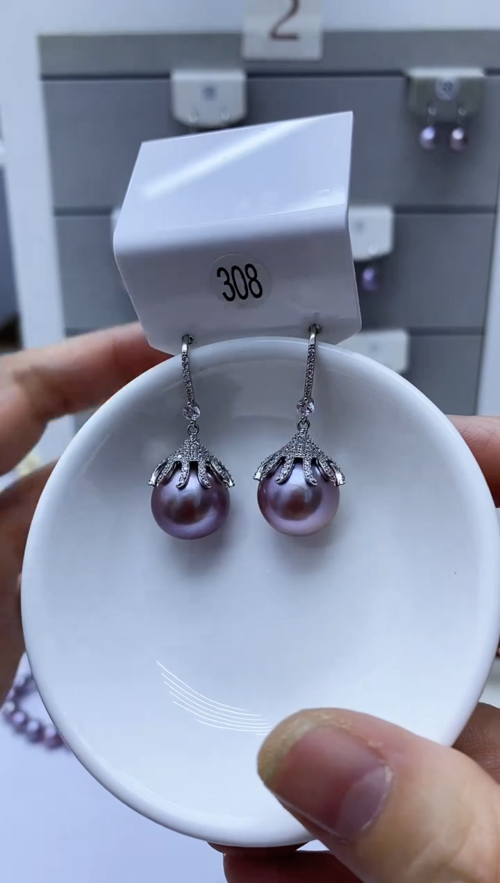 【闪购商品】淡水珍珠耳饰银S925镶嵌308