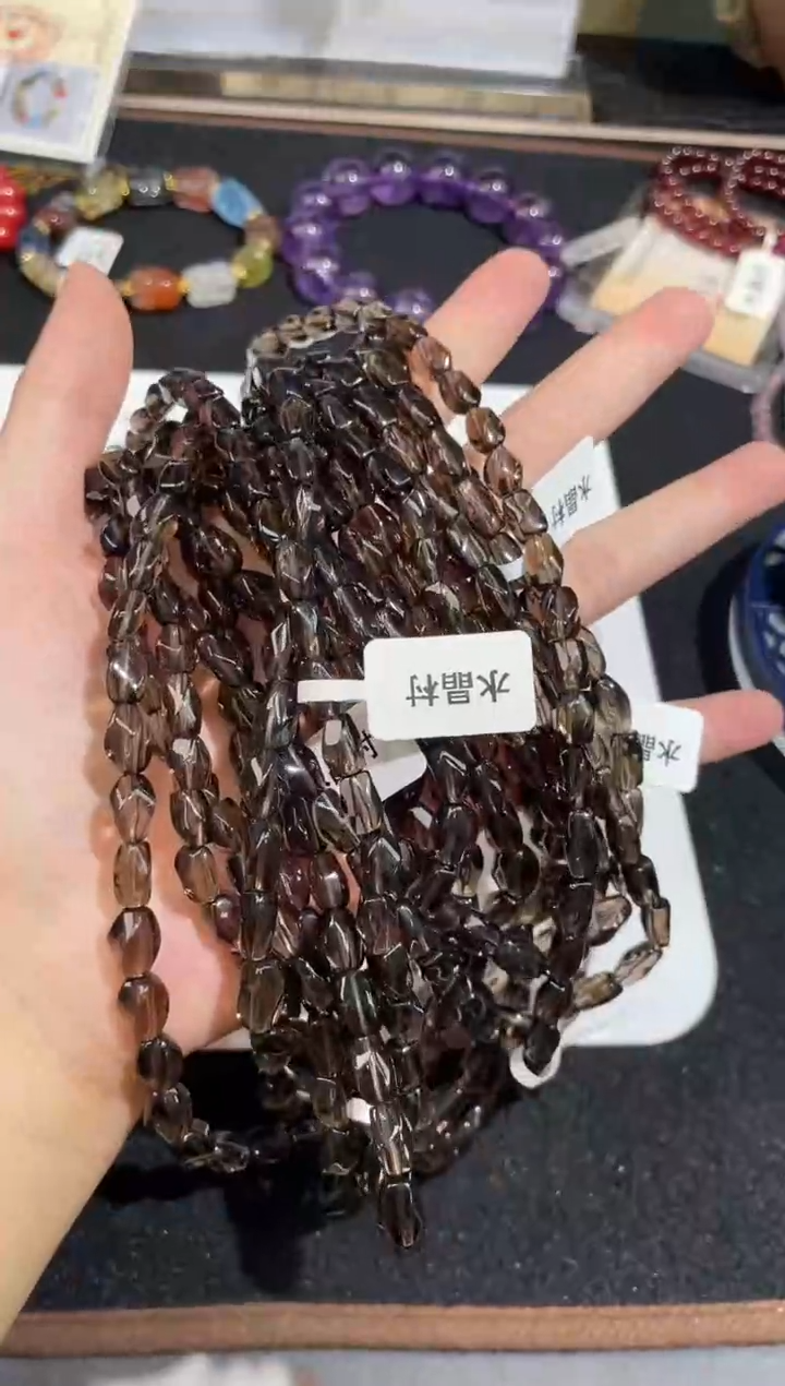 未镶嵌手链水晶4号茶水晶切面扭结款项链6+mm