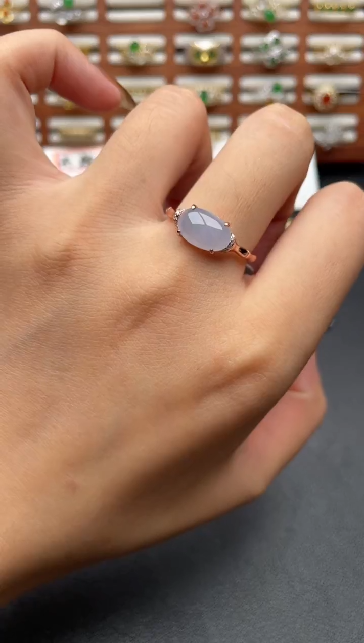 翡翠戒指银S925镶嵌一物一证一礼盒